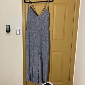 Gap blue floral print wide leg tie back jumpsuit summer chic cute 12 14 large